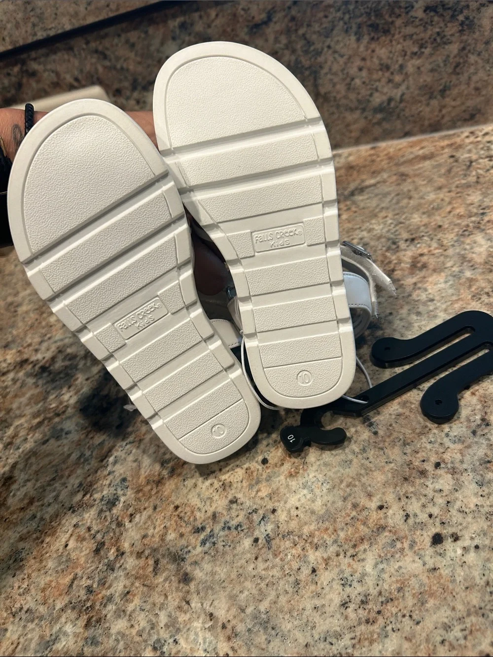 New Girls White Braided Strappy Sandals - size 10
